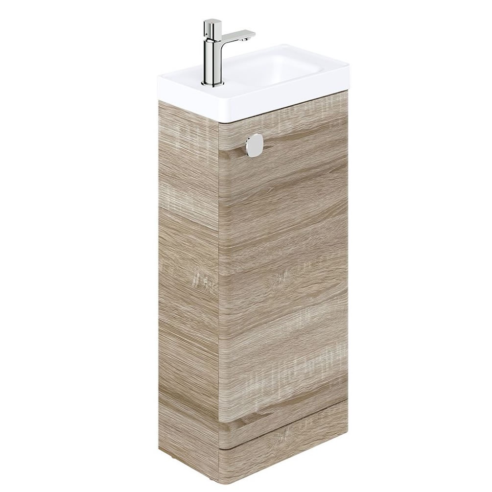 Vado Cameo 400mm Natural Oak Floor Mounted Cloakroom Vanity Unit & Basin